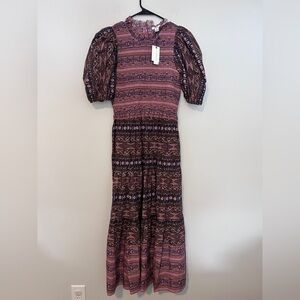 NWT Anthropologie Othilia Short Sleeve Smocked Cotton Dress